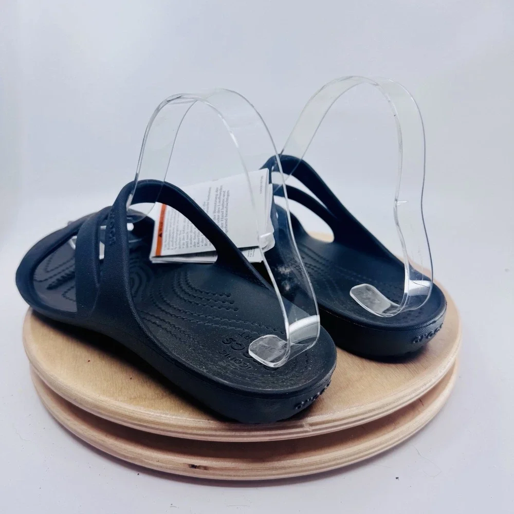 Crocs Kadee II Sandals Shoes Women's 7 Black Summer Casual Comfort Slip On NEW